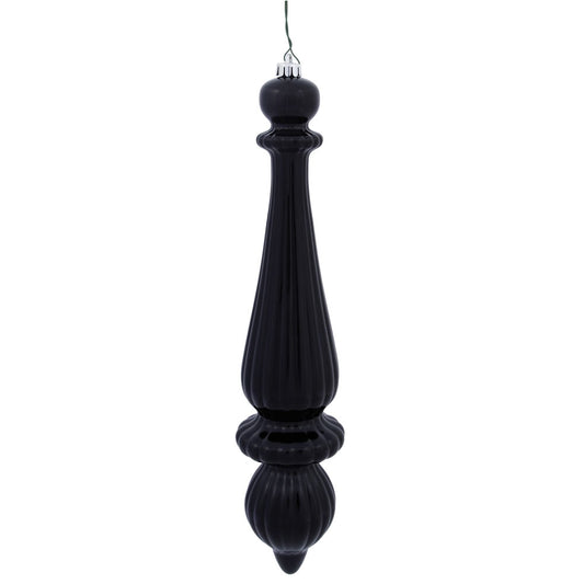 Vickerman 14" Black Shiny Finial Drop Ornament Pack of 2