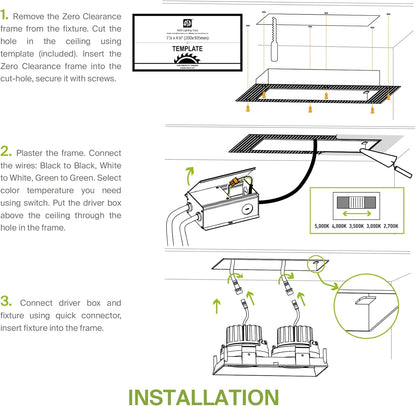 ASD Lighting LED Trimless Combo Downlight 2 heads 3.5inch 30W 120V Triac 2700/3000/3500/4000/5000K White ETL