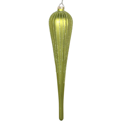 Vickerman 11" Lime Matte Glitter Drop Christmas Ornament Set of 3