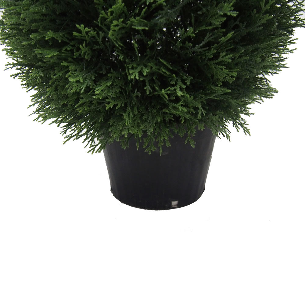 Vickerman 24" Artificial Cedar Teardrop Shaped Bush Black Plastic Pot.