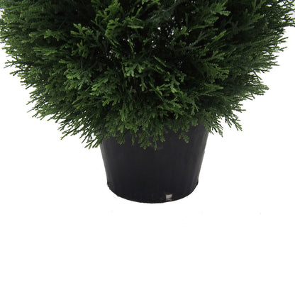 Vickerman 24" Artificial Cedar Teardrop Shaped Bush Black Plastic Pot.