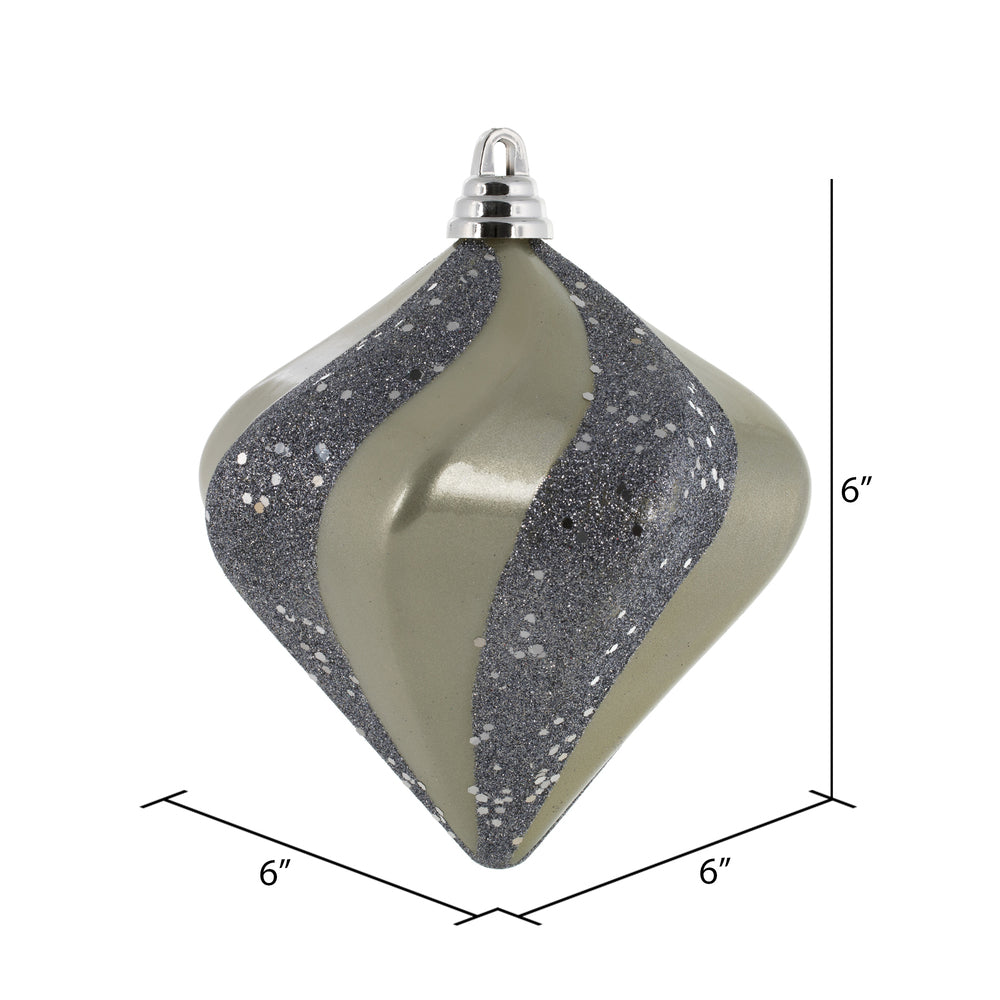 Vickerman 6" Limestone Candy Glitter Swirl Diamond Christmas Ornament
