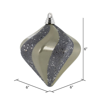 Vickerman 6" Limestone Candy Glitter Swirl Diamond Christmas Ornament