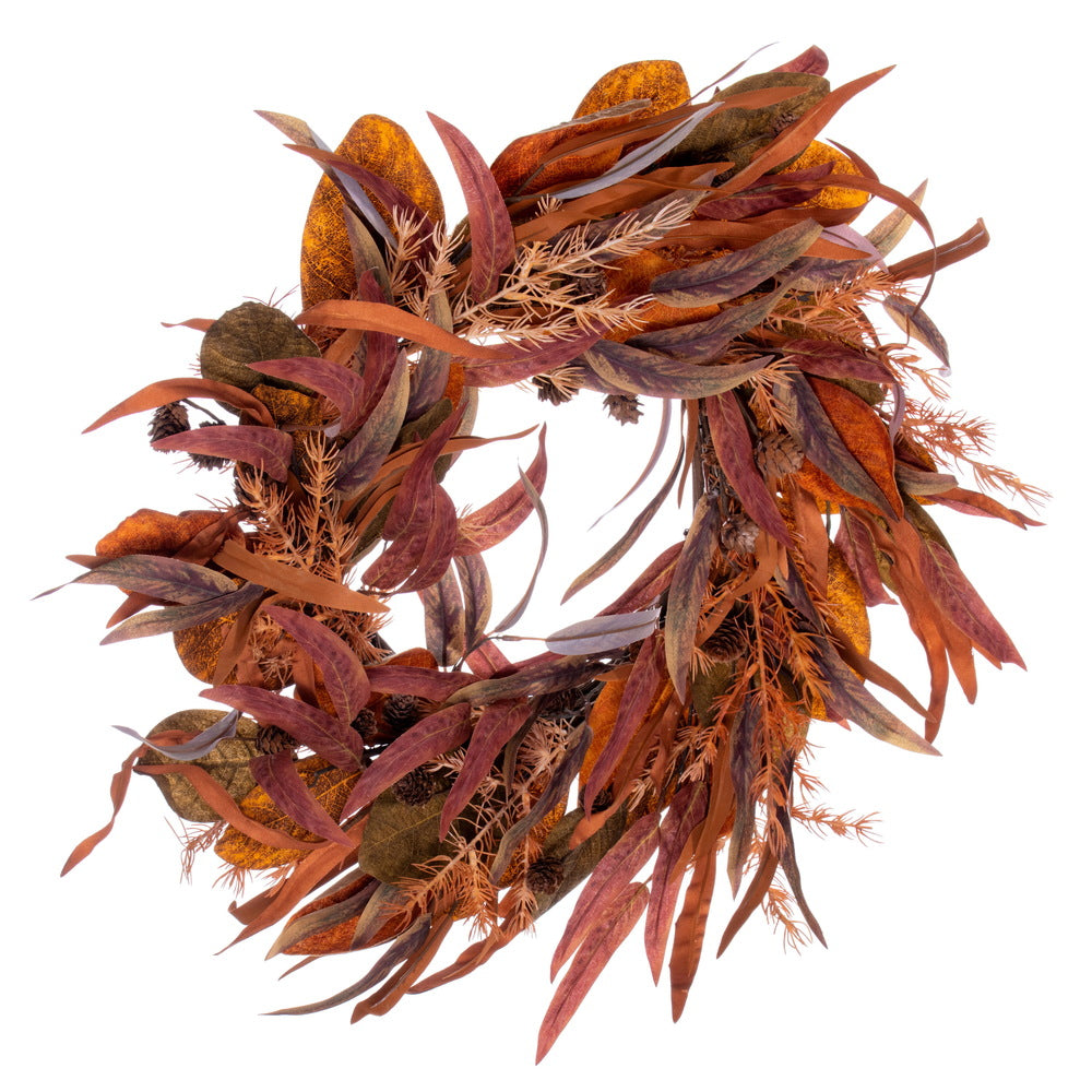 Vickerman 22" Cream Red Artificial Leaf Wreath.