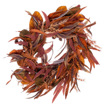 Vickerman 22" Cream Red Artificial Leaf Wreath.