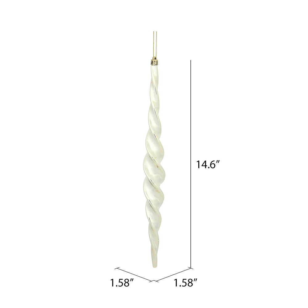 Vickerman 14.6" Champagne Shiny Spiral Icicle Christmas Ornament Pack of 2