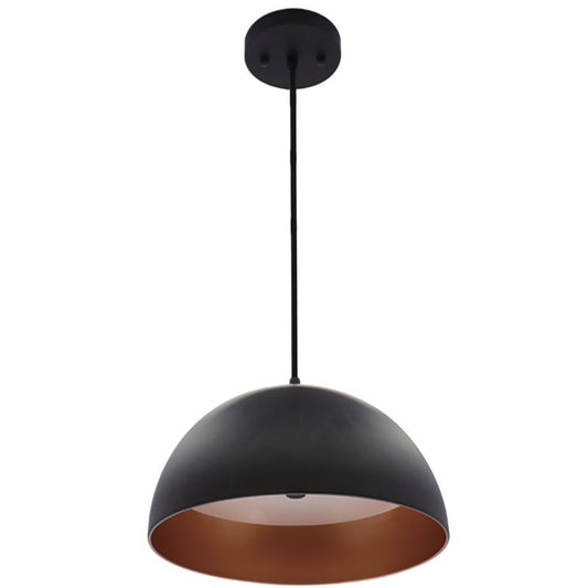 Westgate 20In Integrated LED Modern Dome Pendant 40W 2250 Lumens C90 5Cct 27/30/35/40/50K Bk/Gld, Residential Lighting, 40W, 2250 Lumens, 27K/30K/35K/40K/50K, Black Finish With Gold Inside Finish, TRIAC