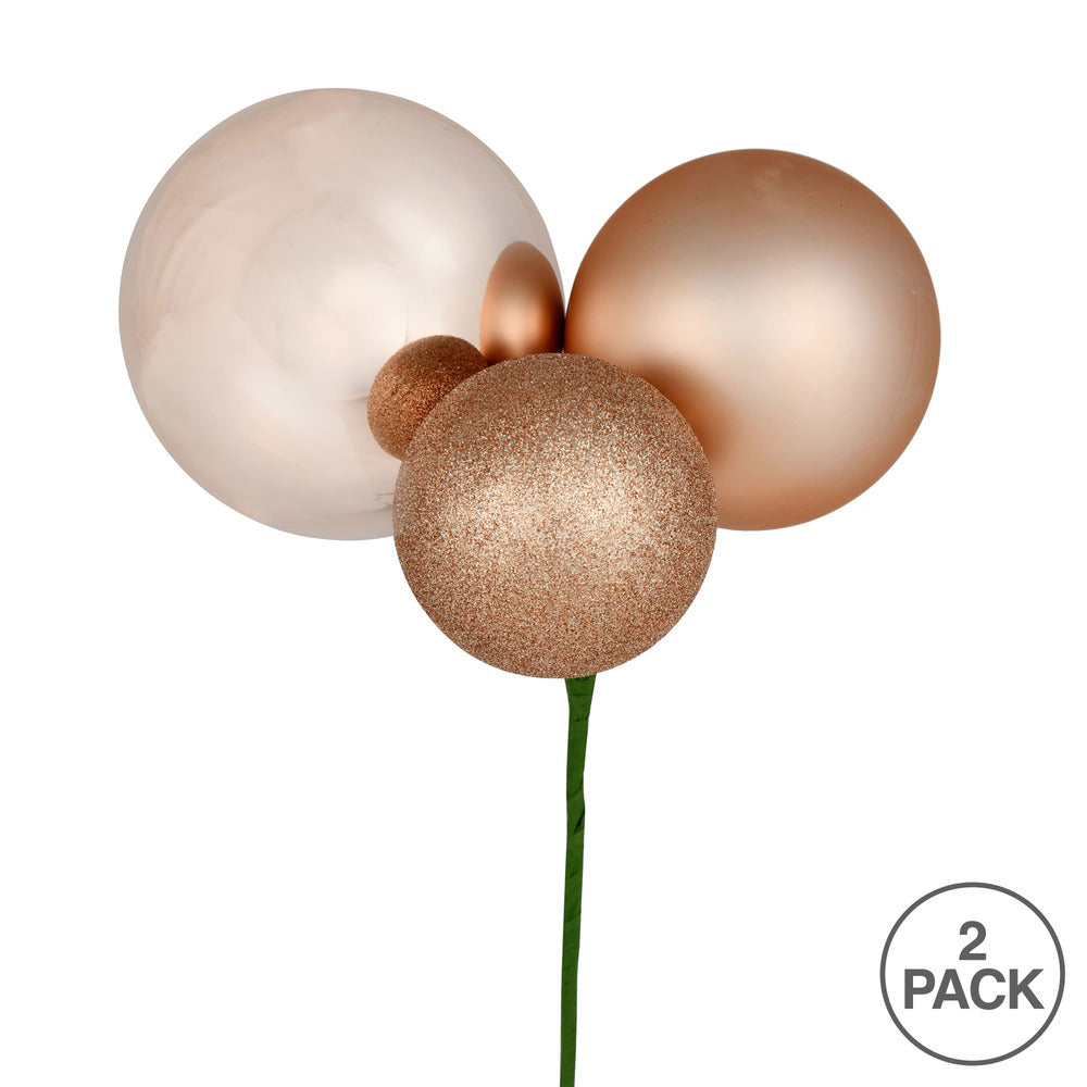 Vickerman 18" Café Latte Ball Ornament Christmas Pick Pack of 2