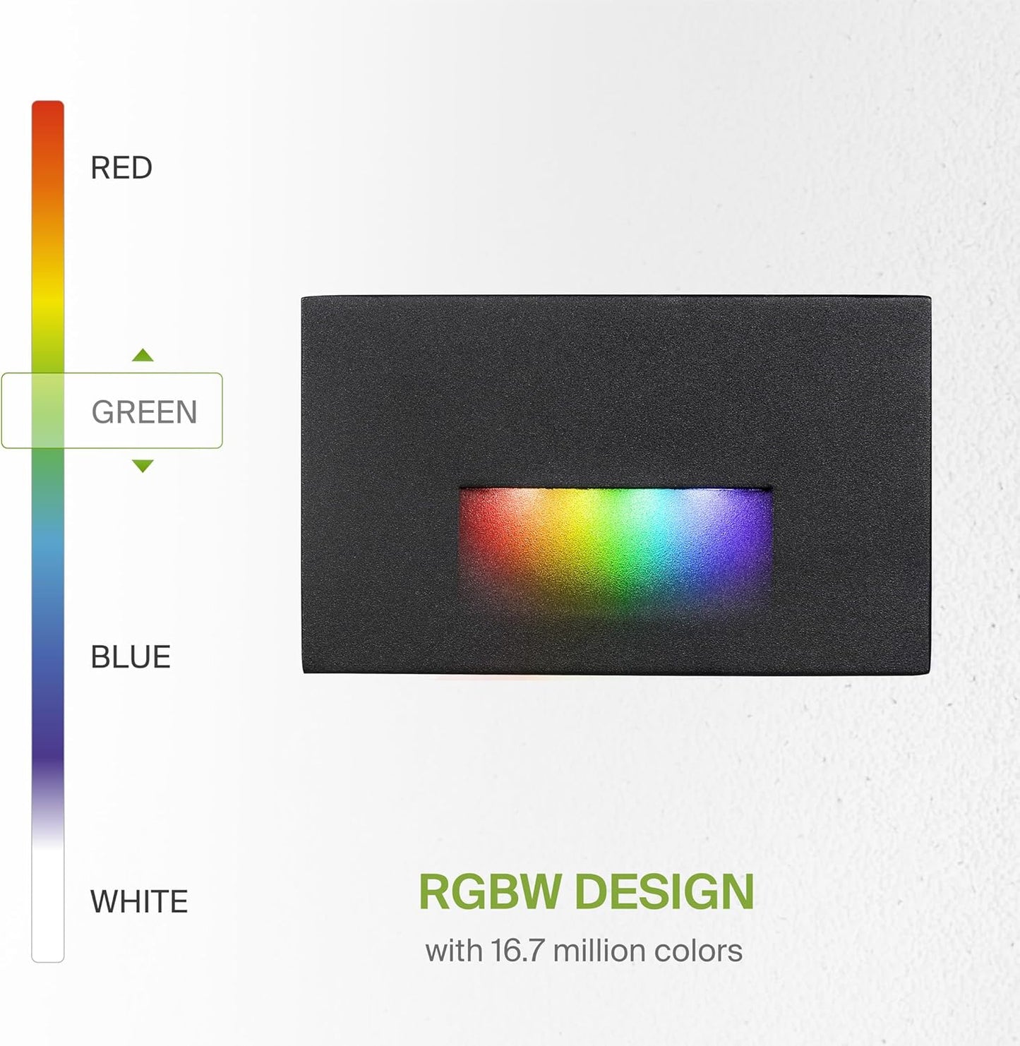 ASD Lighting LED Step Light Horizontal 3W 120V RGBW SMART CCT Selectable 2700-6500K-RGB Dimmable with Smart Hub Black ETL 6pack