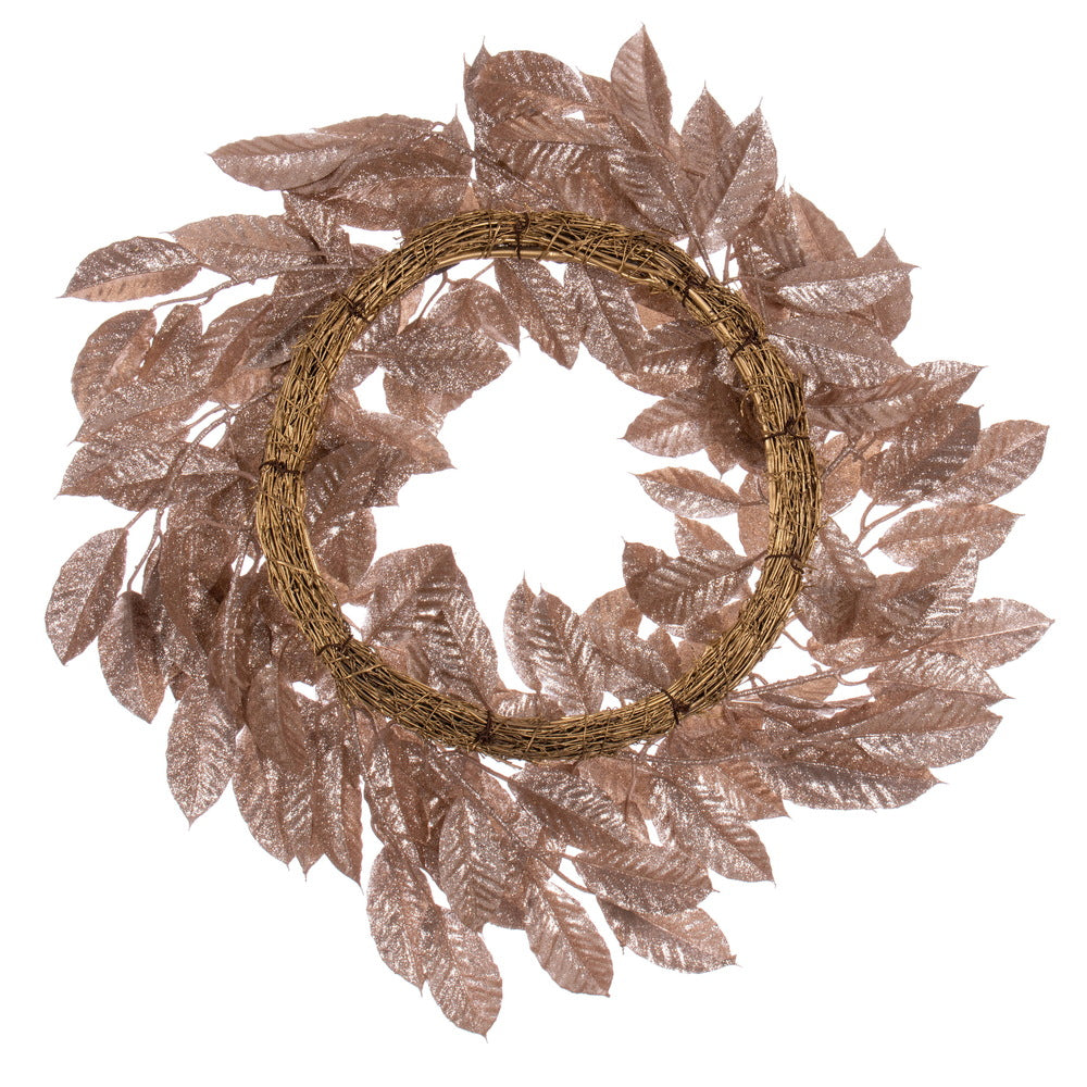 Vickerman 24" Café Latte Artificial Gardenia Glitter Wreath.