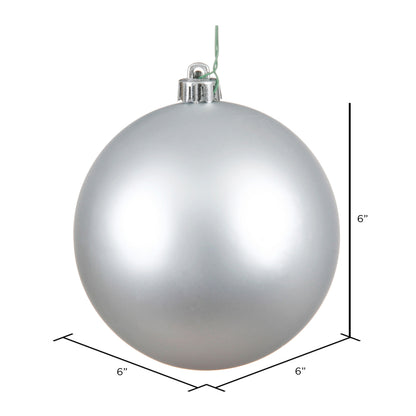 Vickerman 6" Silver Matte Ball Ornament 4 per Bag