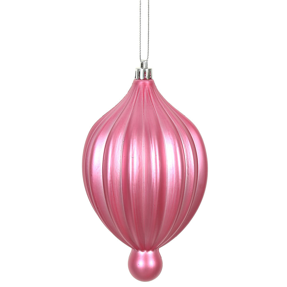 Vickerman 6.3" x 3.5"  Mauve Matte Lantern Ornament with drilled and wired caps. Comes 4 per Bag.