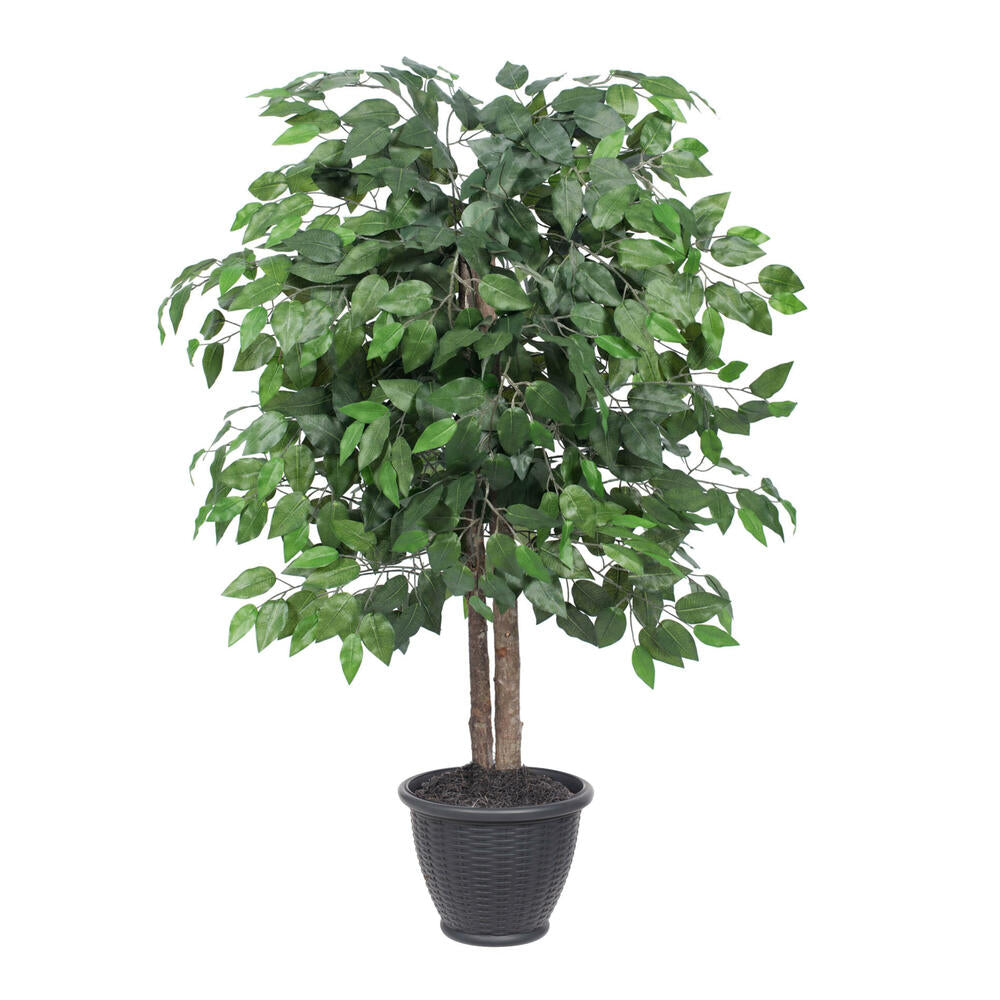 Vickerman 4' Artificial Ficus Bush Round Gray Plastic Container.