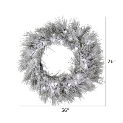 Vickerman 36" Flocked Alder Long Needle Pine Artificial Christmas Wreath Warm White C7 LED Lights