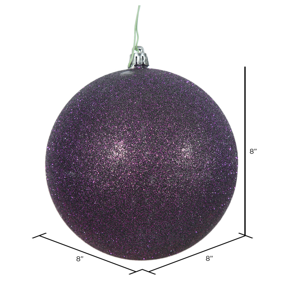 Vickerman 8" Plum Glitter Ball Ornament