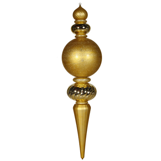 Vickerman 62" Gold Finial Ornament with Shiny Matte and Glitter Finishes