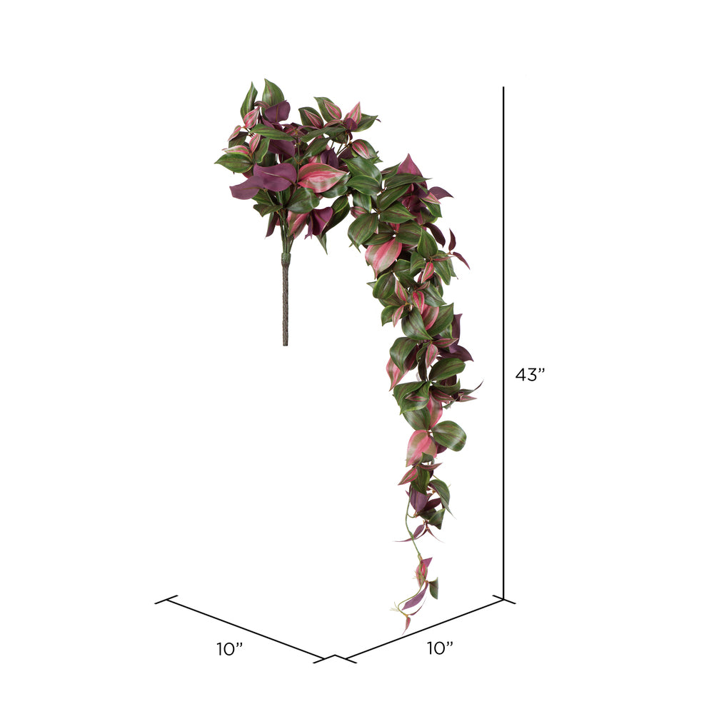 Vickerman 43" Artificial Green and Red Leaf Hanging Bush.