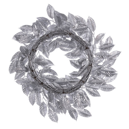 Vickerman 24" Silver Artificial Gardenia Glitter Wreath.