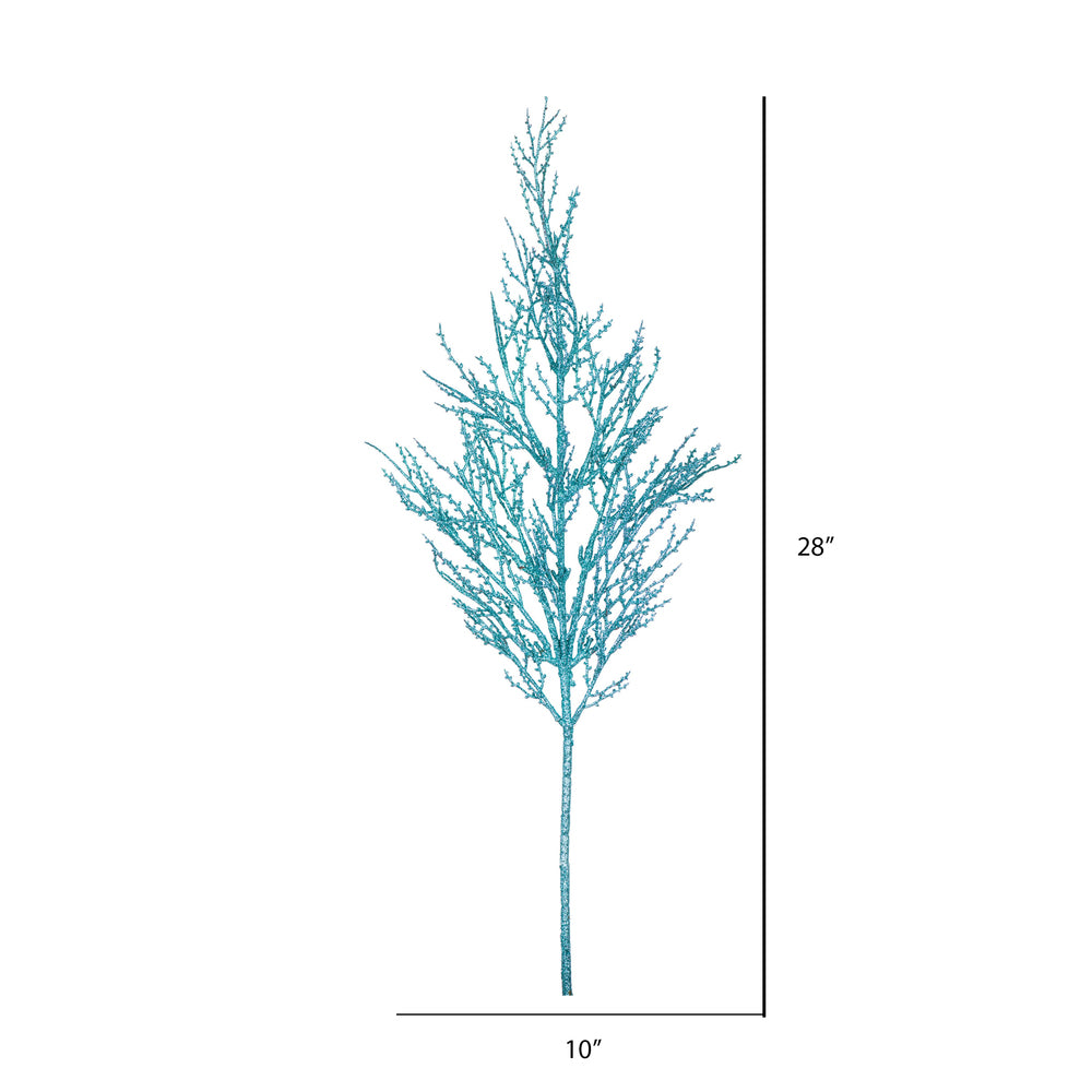 Vickerman 28" Turquoise Onoclea Glitter Wild Huck Artificial Christmas Spray. Includes 6 sprays per pack.