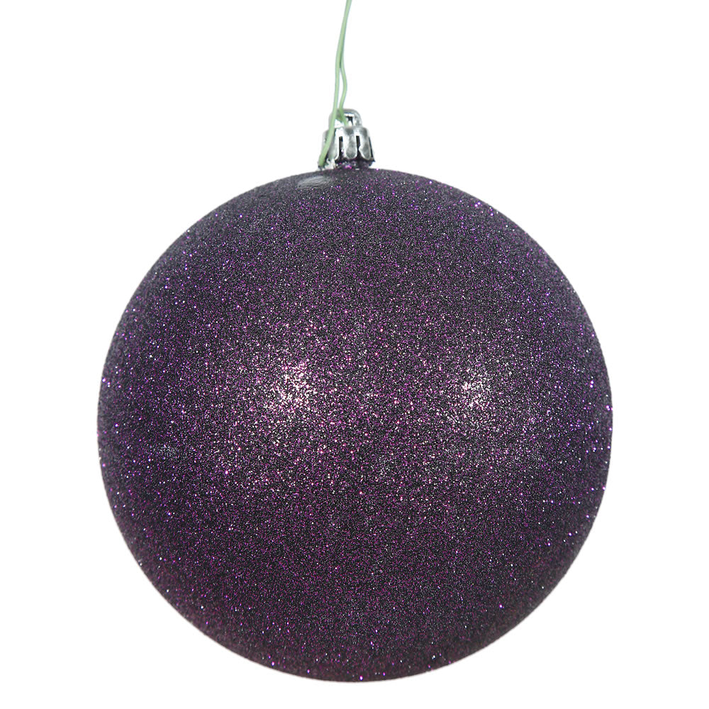 Vickerman 4.75" Plum Glitter Ball Ornament 4 per Bag