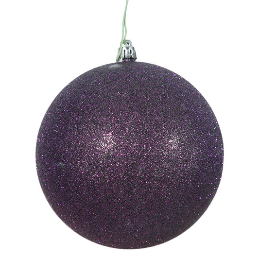 Vickerman 4.75" Plum Glitter Ball Ornament 4 per Bag