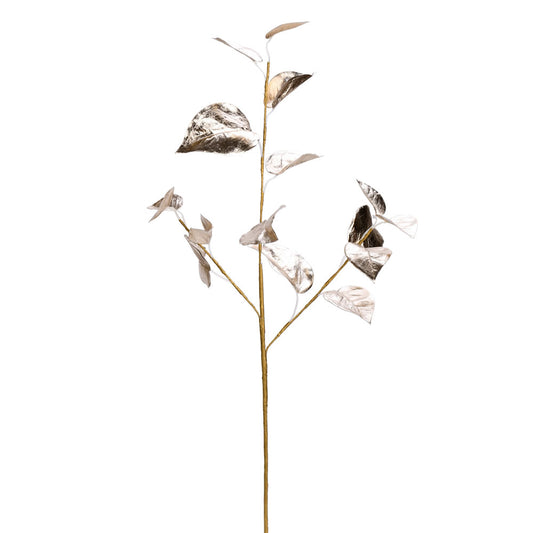 Vickerman 33" Champagne Shiny Leaf Artificial Christmas Spray. Includes 2 sprays per pack.