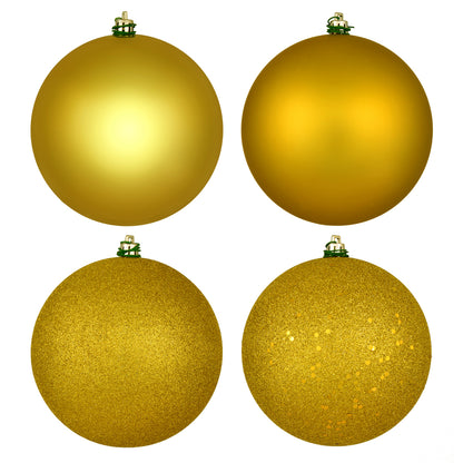 Vickerman 8" Medallion Gold 4-Finish Ball Ornament Assortment 4 per Bag