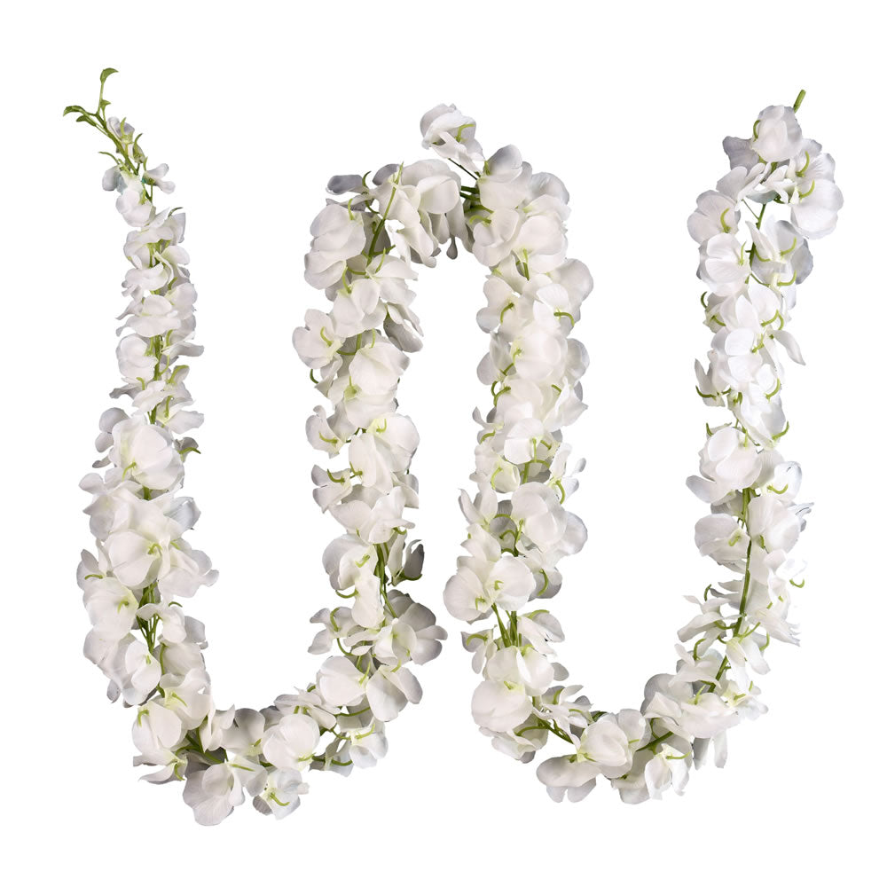 Vickerman 70" Artificial White Wisteria Vine Pack of 2