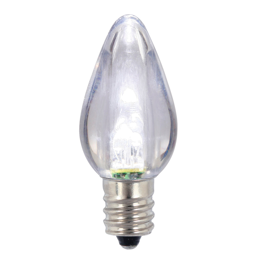Vickerman C7 Twinkle Transparent Plastic LED Cool White Dimmable Bulb, 25 per Pack.