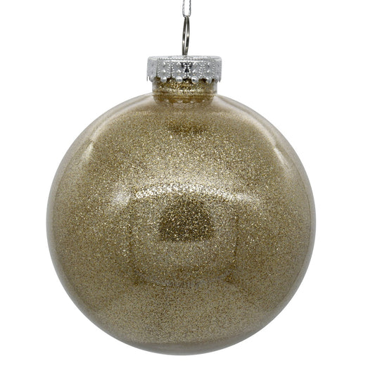 Vickerman 4.75" Clear Ball Christmas Ornament with Oat Glitter Interior 4 Pieces per bag