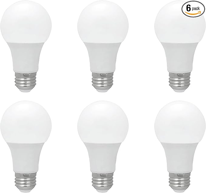 Sunlite 81519 LED A19 Light Bulb, 15 Watts (100W Equivalent), 1600 Lmns, 120V, Dimmable, Medium E26 Base, 90 CRI, 220 Degree Beam Angle, ETL Listed, Title-20 Compliant, 4000K Cool White, 6 Pack