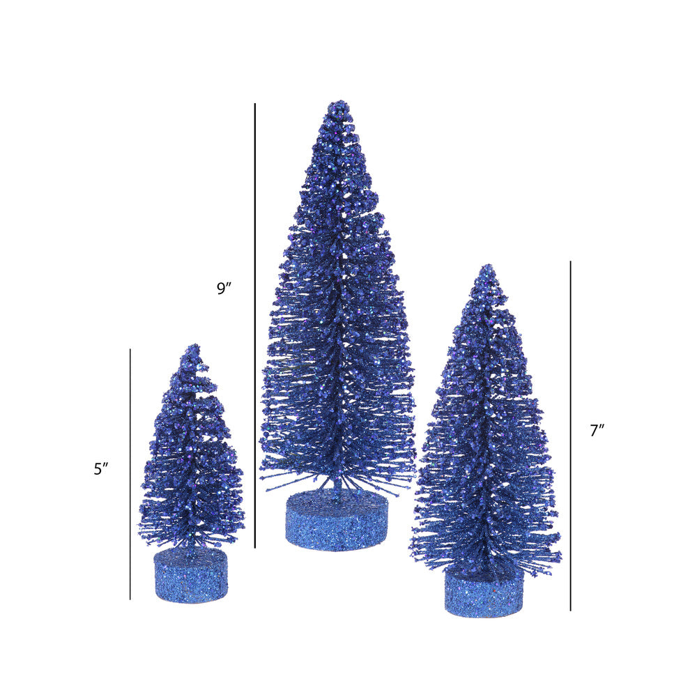 Vickerman 5"/7"/9" Blue Glitter Oval Artificial Christmas Tree Unlit