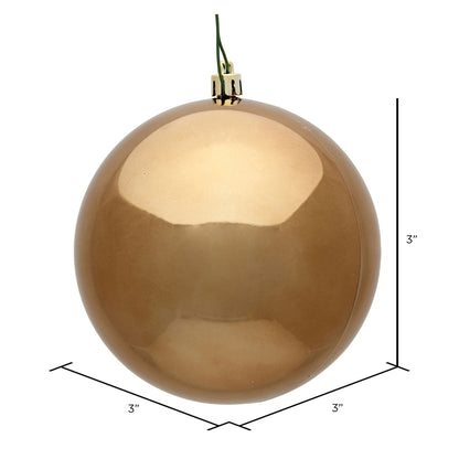 Vickerman 3" Mocha Shiny Ball Ornament 12 per Bag