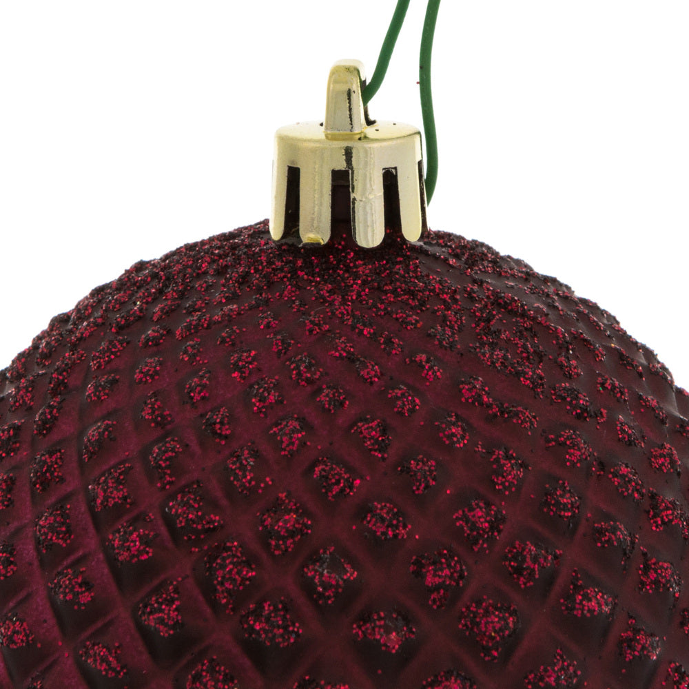 Vickerman 2.75" Wine Durian Glitter Ball Ornament 12 per Bag