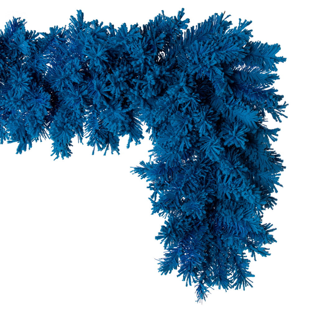 Vickerman 9' x 14" Flocked Turquoise Fir Artificial Garland Unlit.