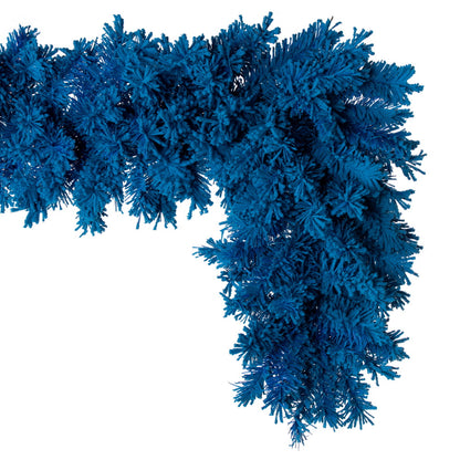 Vickerman 9' x 14" Flocked Turquoise Fir Artificial Garland Unlit.