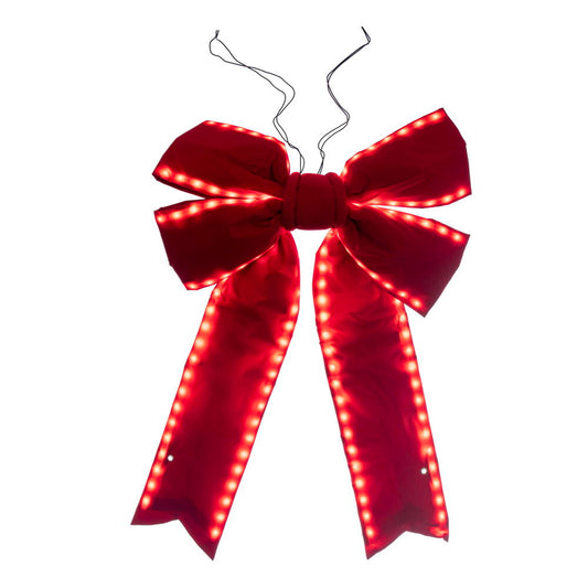 Vickerman 24" x 30" Red Velvet Outdoor Christmas Bow with UV Treated Material and Wire to Hang.