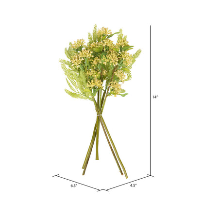 Vickerman 14" Bumblebee Yellow Artificial Wild Berry and Green Fern Bundle 2 per bag.