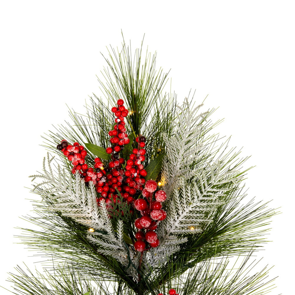 Vickerman 30" Frosted Artificial Christmas TearDrop with Red Berries Frosted Foliage and Battery Operated Lights