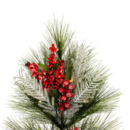 Vickerman 30" Frosted Artificial Christmas TearDrop with Red Berries Frosted Foliage and Battery Operated Lights