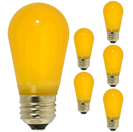 Damar- S14 Colored LED String Light Bulb Twinkle Yellow Finish 0.55W-1.5W E26 Medium Base 100-130V Pack of 6- Shatterproof Waterproof Outdoor Indoor Replacement Bulb for Home Decorations Christmas