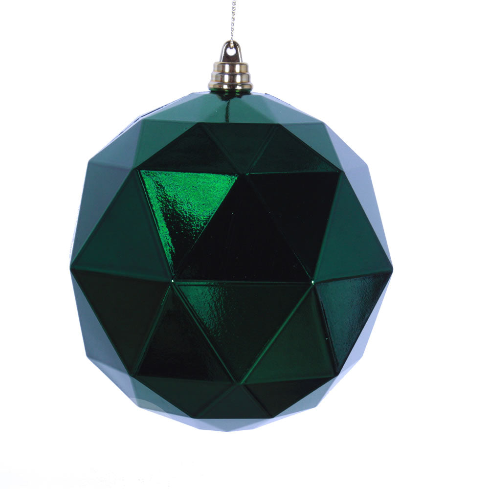 Vickerman 4.75" Emerald Shiny Geometric Ball Ornament 4 per bag
