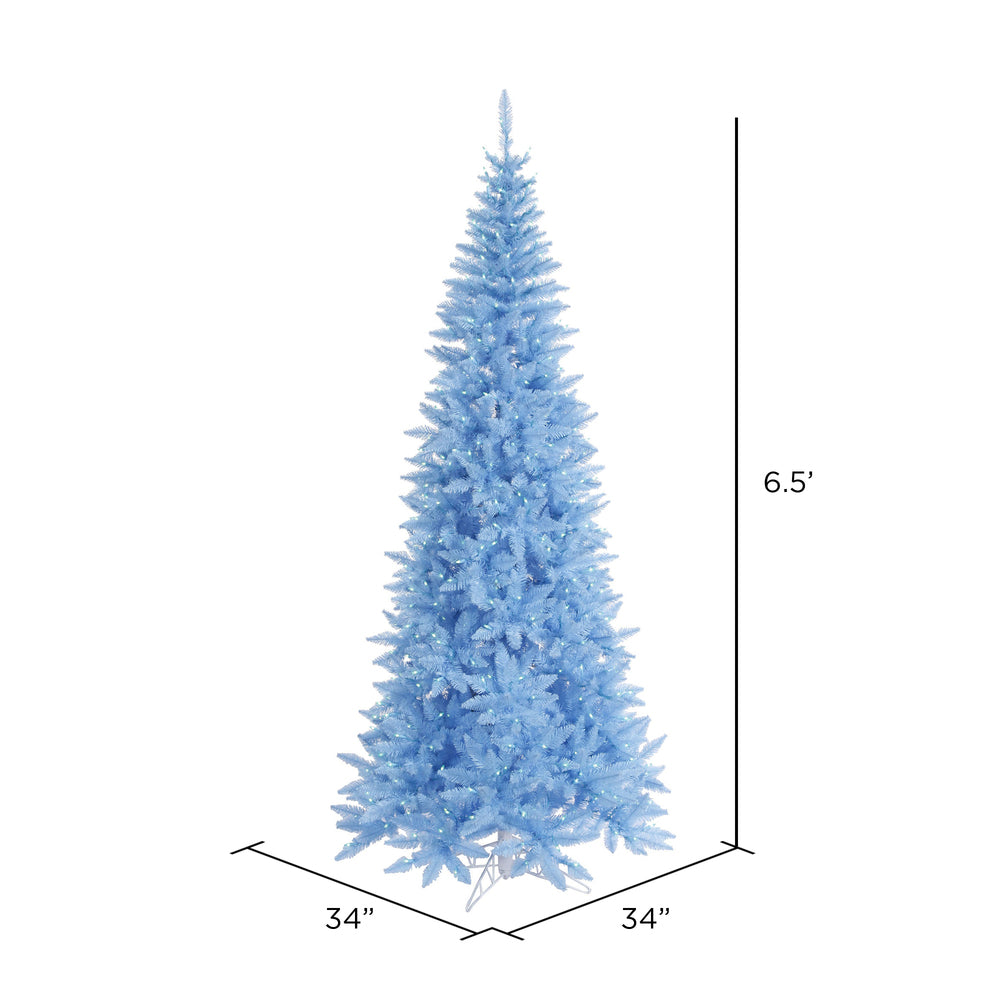 Vickerman 6.5' Sky Blue Fir Slim Artificial Christmas Tree Blue  Dura-lit LED Lights