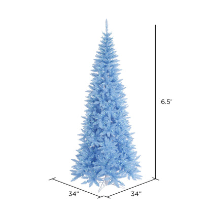 Vickerman 6.5' Sky Blue Fir Slim Artificial Christmas Tree Blue  Dura-lit LED Lights