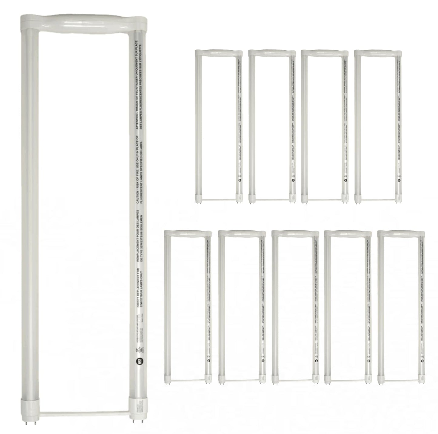 Damar- U Bend T8 LED Tube Light Direct Replacement Dual-Ended Powered 17W 2200 Lumens 4000K Cool White G13 Bi-Pin Base 120-277V UL Certified Pack of 10- U Shaped Fluorescent Bulb Replacement