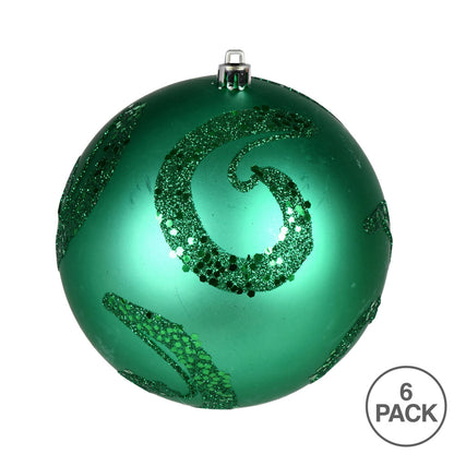 Vickerman 4" Seafoam Green Matte Sequin Swirl Ornament 6 per Bag