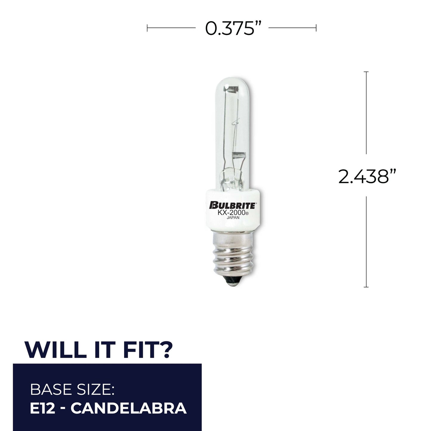 BULBRITE KRYPTON/XENON T3 CANDELABRA SCREW (E12) 20W DIMMABLE LIGHT BULB 2700K/WARM WHITE 2PK (473020)