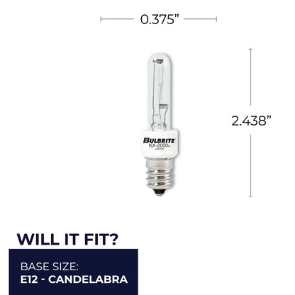 BULBRITE KRYPTON/XENON T3 CANDELABRA SCREW (E12) 20W DIMMABLE LIGHT BULB 2700K/WARM WHITE 2PK (473020)