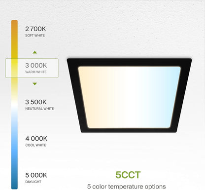 ASD Lighting LED Recessed Mini Panel Square 12inc 24W 120V Triac 2700/3000/3500/4000/5000K Black UL