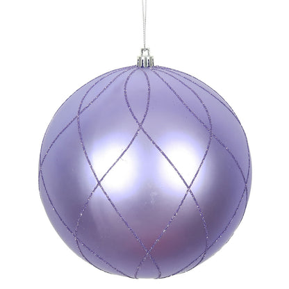 Vickerman 6" Lavender Matte and Glitter Swirl Ball Ornament 3 per Box